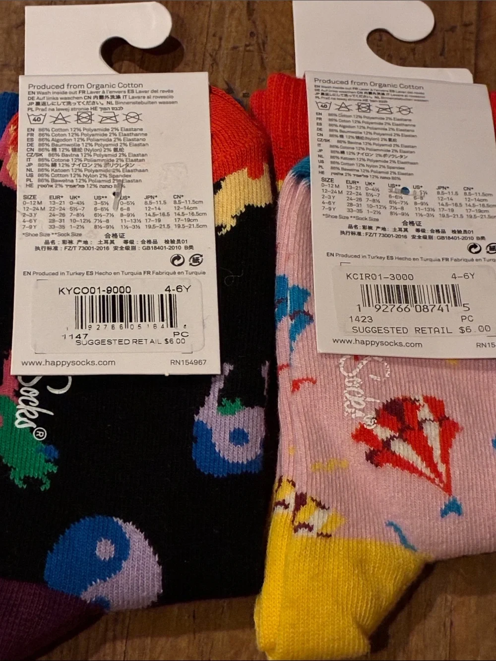 NWT Happy Socks Kids Crew Socks - Size 4-6 Years Cute!!